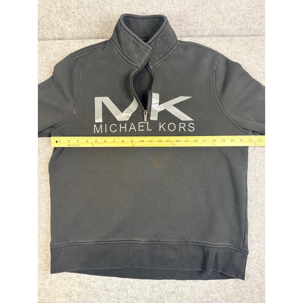 Michael Kors MK Logo 1/4 Zip Pullover Sweatshirt Black Fleece XL Men's - Picture 6 of 7